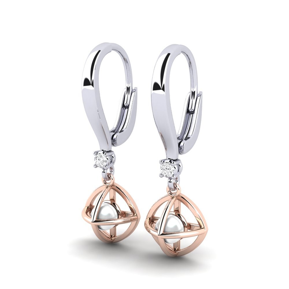 9ct White & Rose Gold White sapphire Women's Earring Farrolas