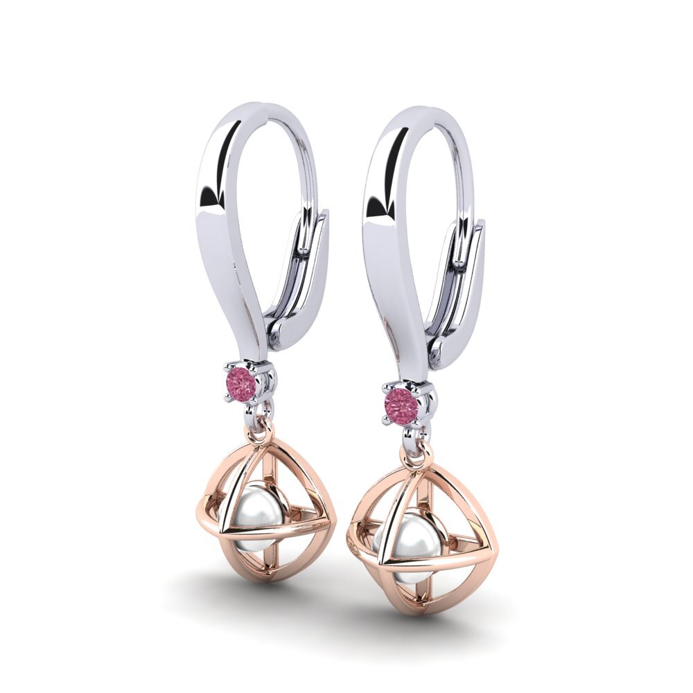 9ct White & Rose Gold Rhodolite Garnet Women's Earring Farrolas
