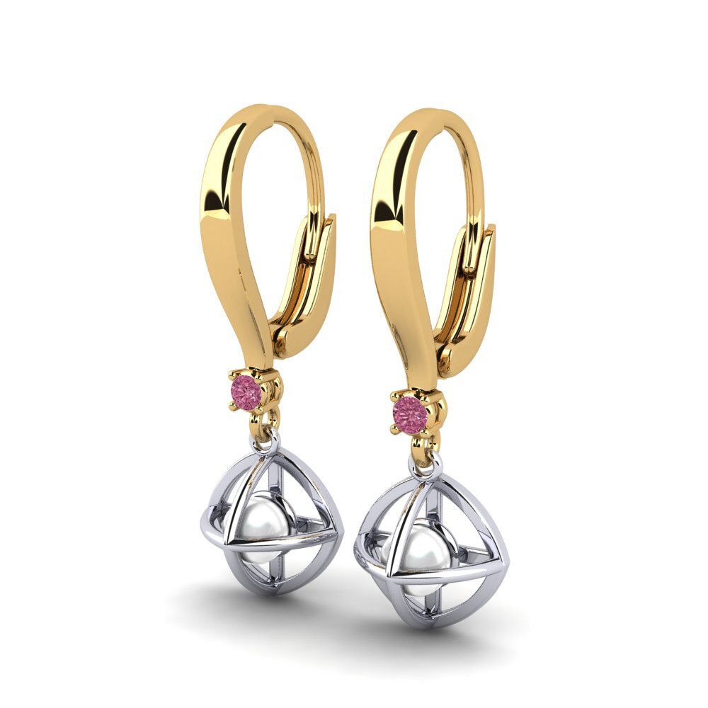 9ct Yellow & White Gold Rhodolite Garnet Women's Earring Farrolas