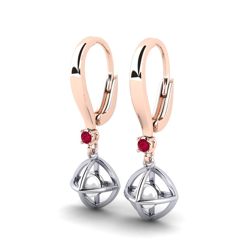 9k Oro Rosa & Blanco Rubí Pendiente de mujer Farrolas
