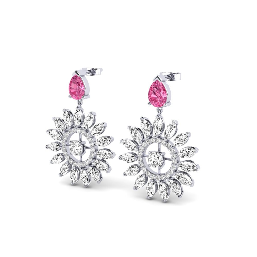 Turmalina Rosa Brincos Feminino Fasha