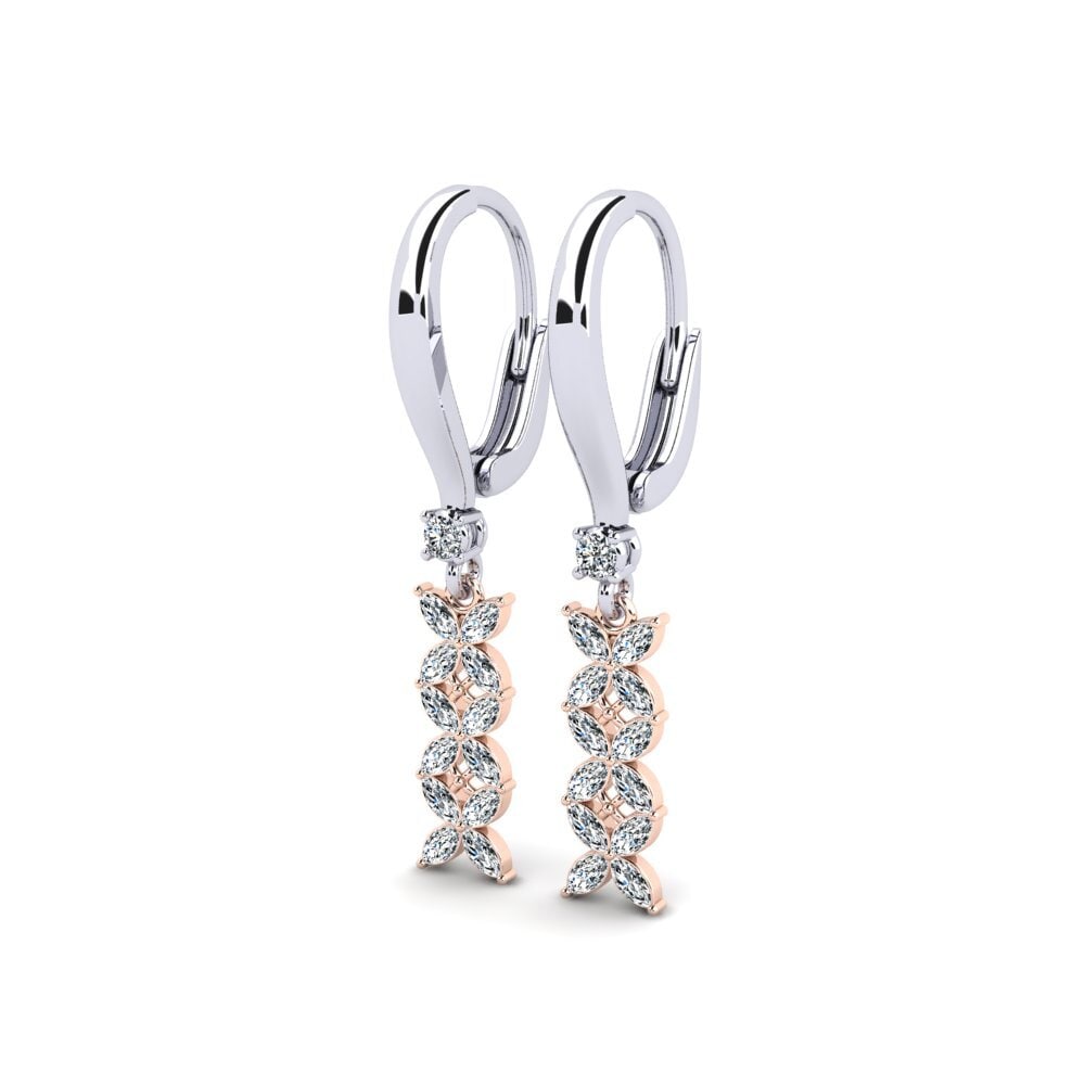 14ct White / Rose Gold Marquise Women's Earring Fasinawel