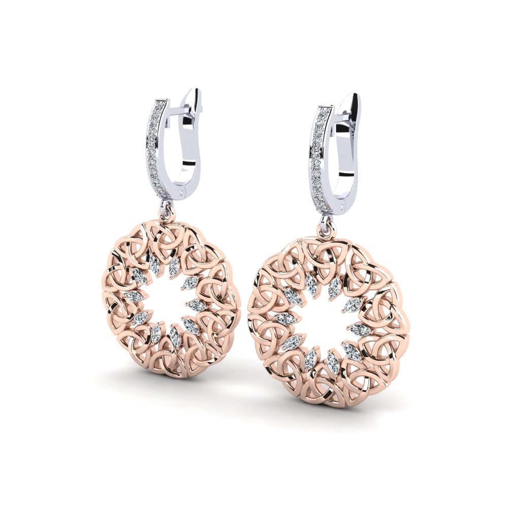14ct White / Rose Gold Marquise Women's Earring Fata