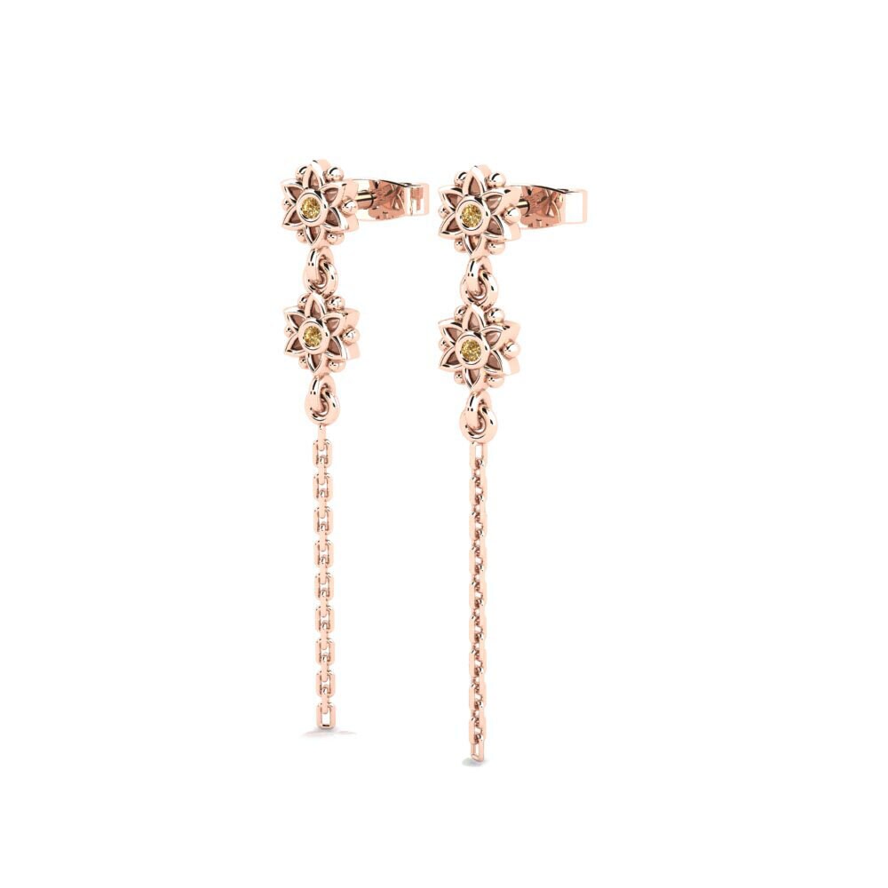 Oro Rosso 750 Diamante Marrone Orecchino da donna Fatidic