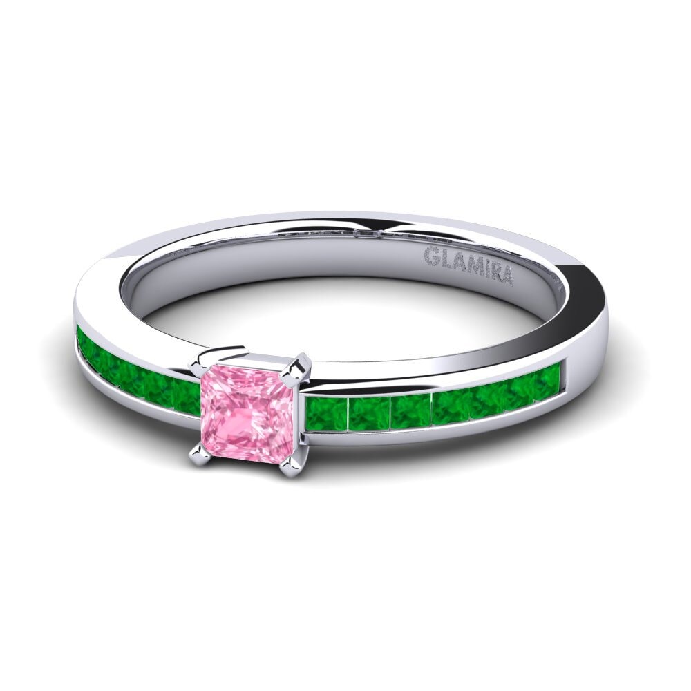 18ct White Gold Pink Sapphire Engagement Ring Fausta 0.27 crt