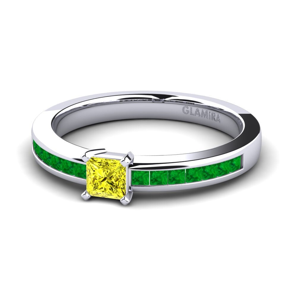 9ct White Gold Yellow Diamond Engagement Ring Fausta 0.27 crt
