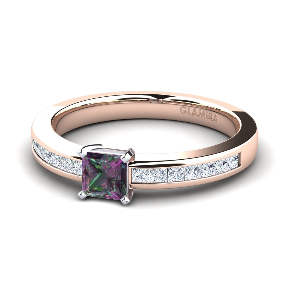 9ct Rose & White Gold Mystic Topaz Engagement Ring Fausta