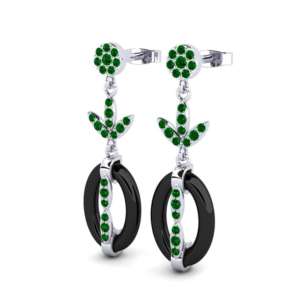 White Silver Green Zirconia Women's Earring Favor