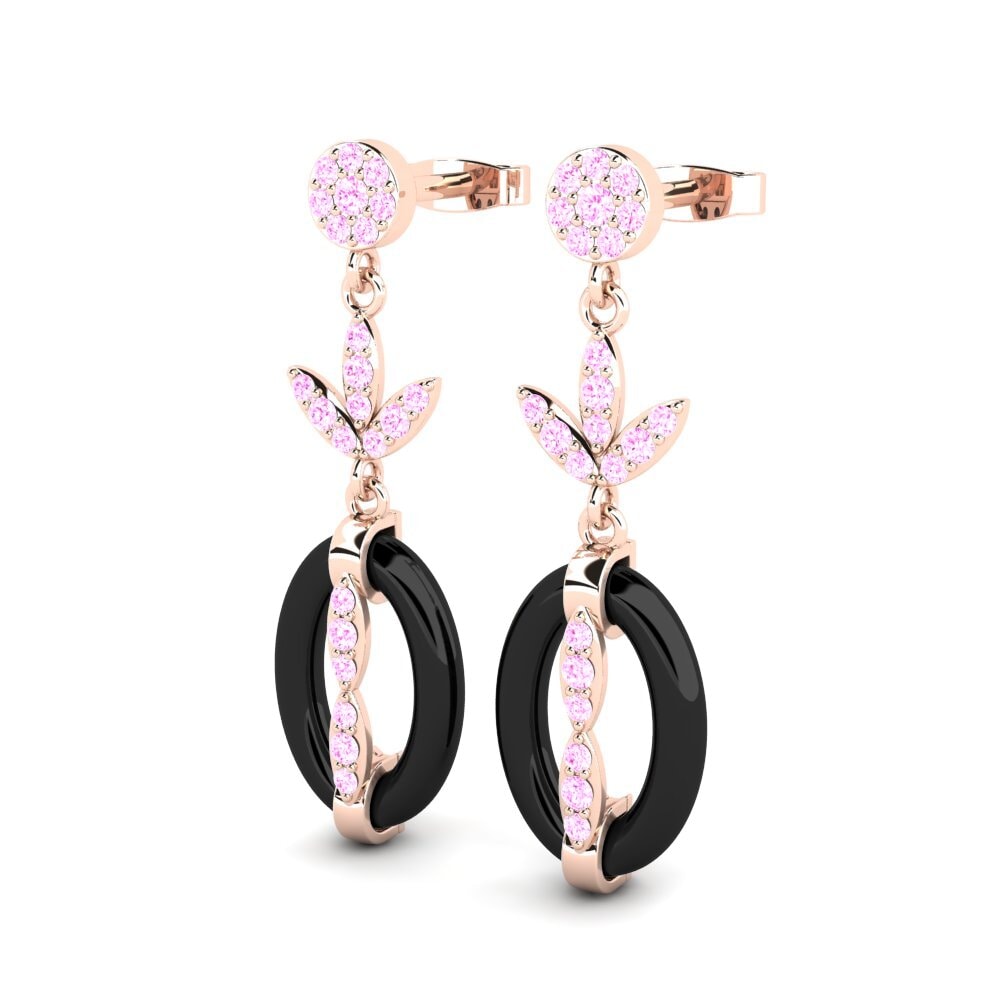 14k Oro Rosa Zafiro Rosado Pendiente de mujer Favor