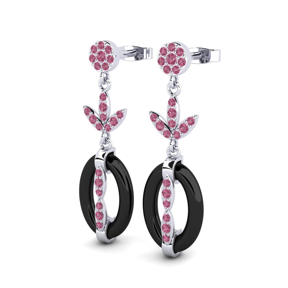 Platino 950 Granate Rhodolite Pendiente de mujer Favor
