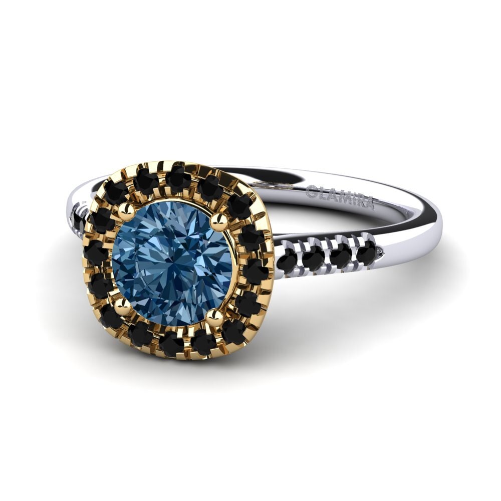 18k Oro Blanco & Amarillo Anillo de compromiso Fayette