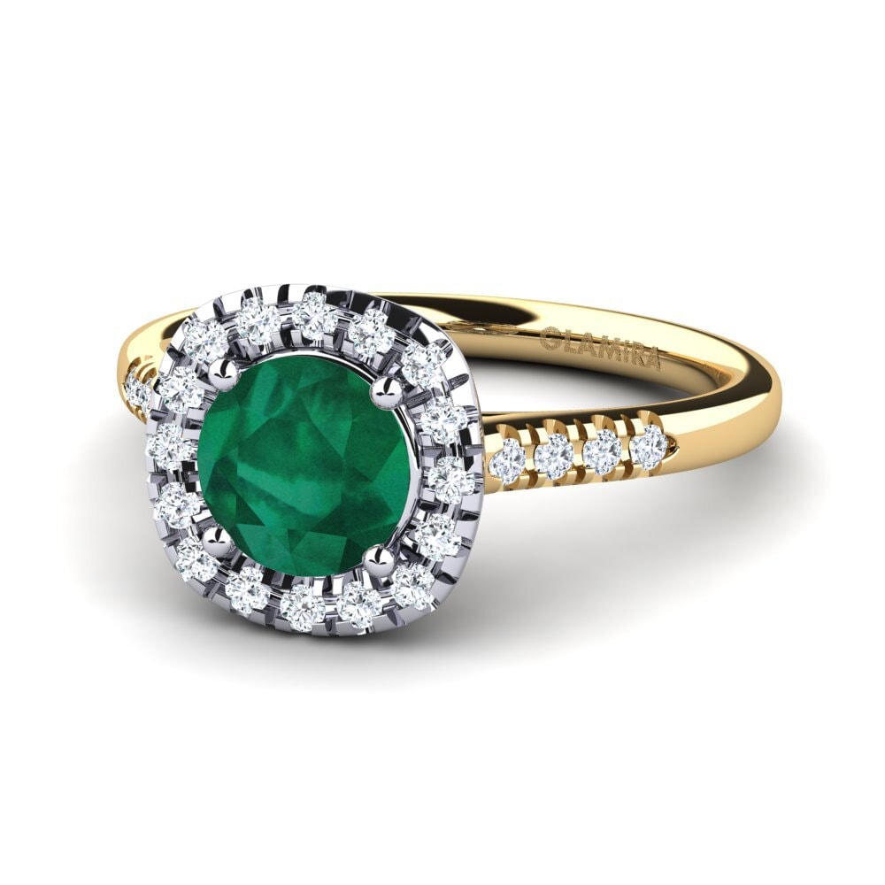 Vàng-Trắng 14K Đá Emerald / Ngọc lục Bảo Nhẫn đính hôn Fayette