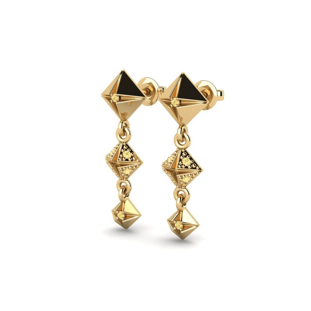 Gele Diamant Dames Oorbellen Fazety