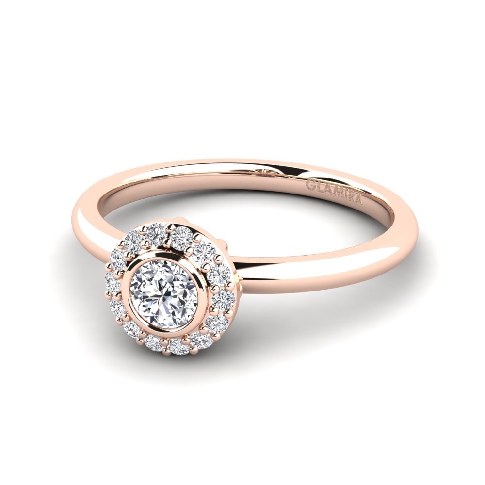 14k Oro Rosa Anillo de compromiso Fegurier