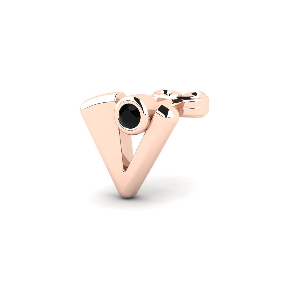 18ct Rose Gold Black Sapphire Men's Earring Felisones