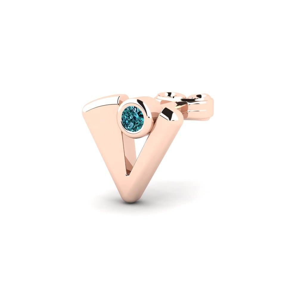 14ct Rose Gold Blue Diamond Men's Earring Felisones