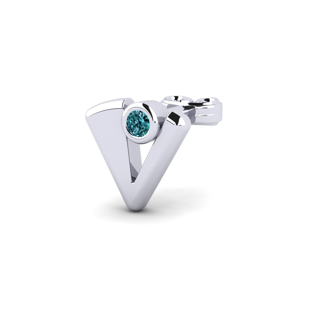 9k White Gold Blue Diamond Men's Earring Felisones