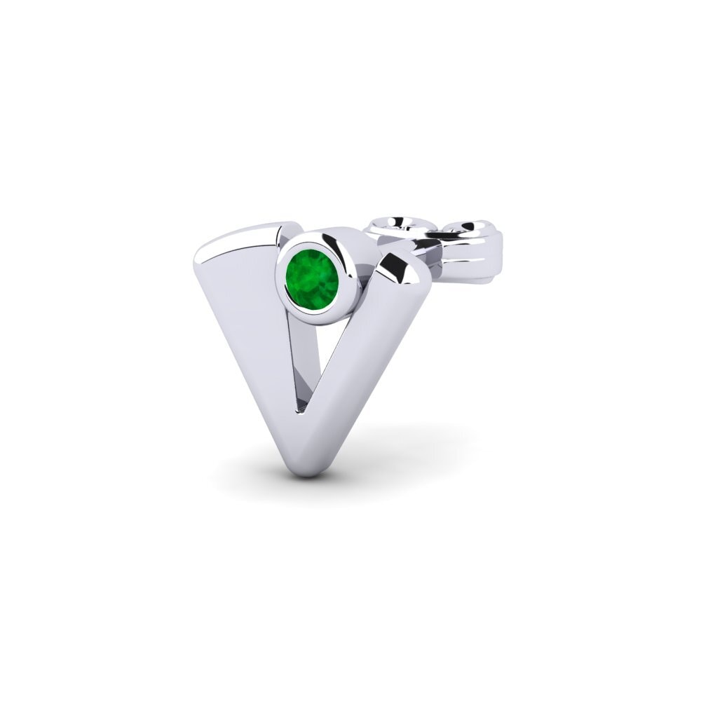 14ct White Gold Emerald Men's Earring Felisones