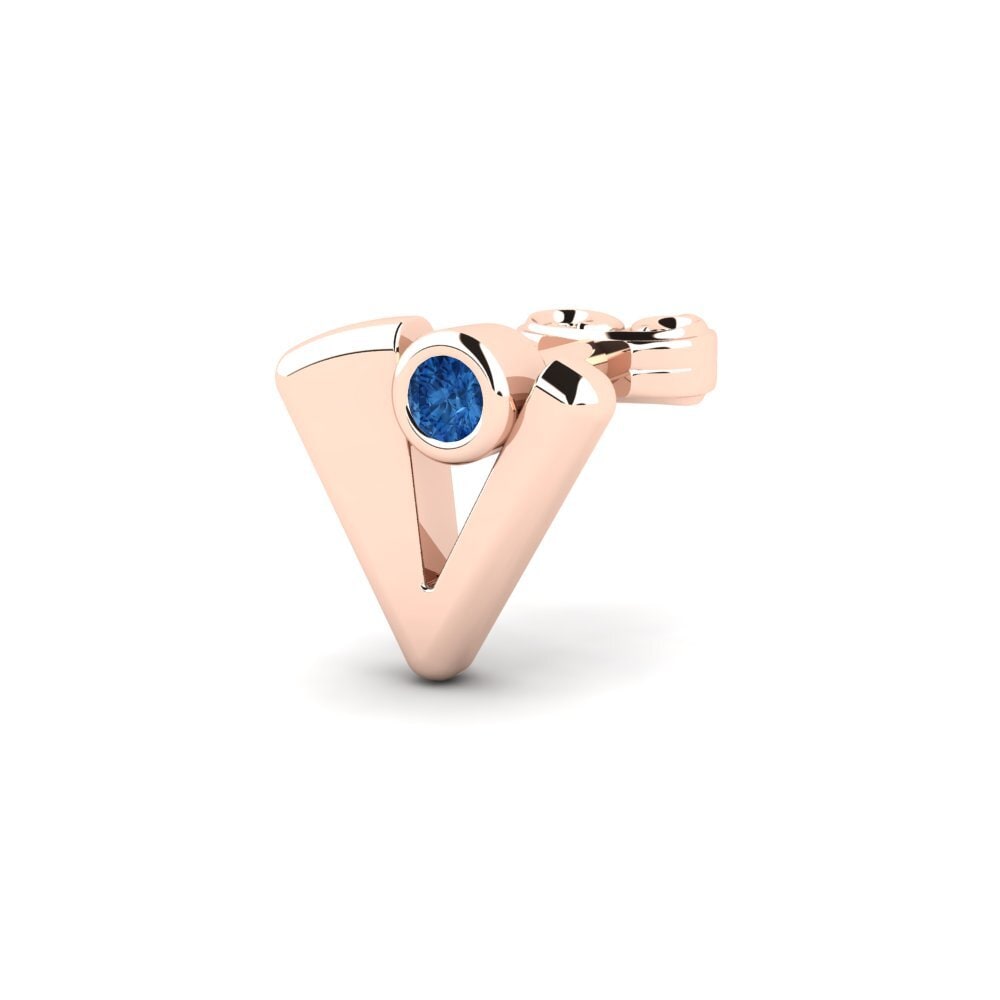 14ct Rose Gold Dark Blue Zirconia Men's Earring Felisones
