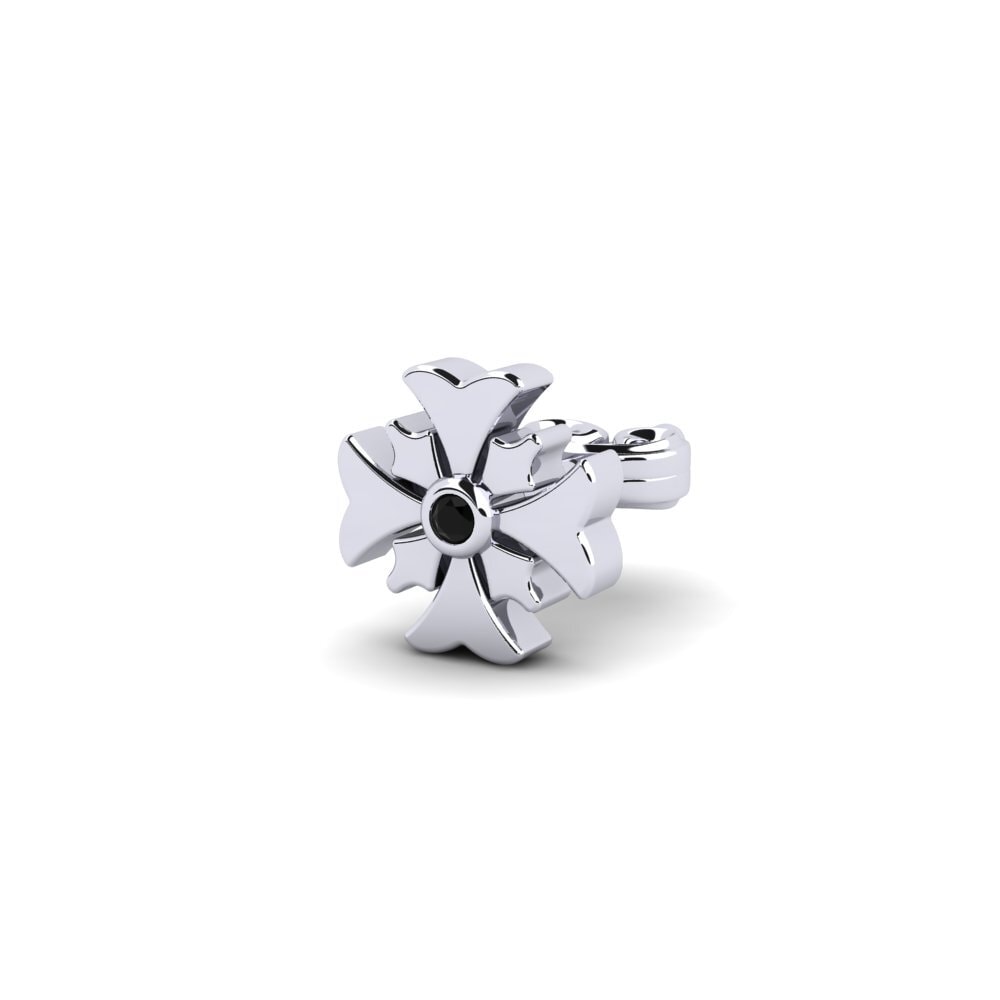 9k White Gold Black Onyx Men's Earring Felorn