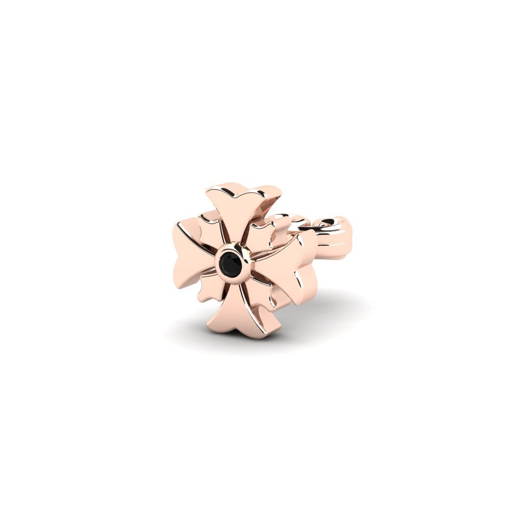 18ct Rose Gold Black Sapphire Men's Earring Felorn