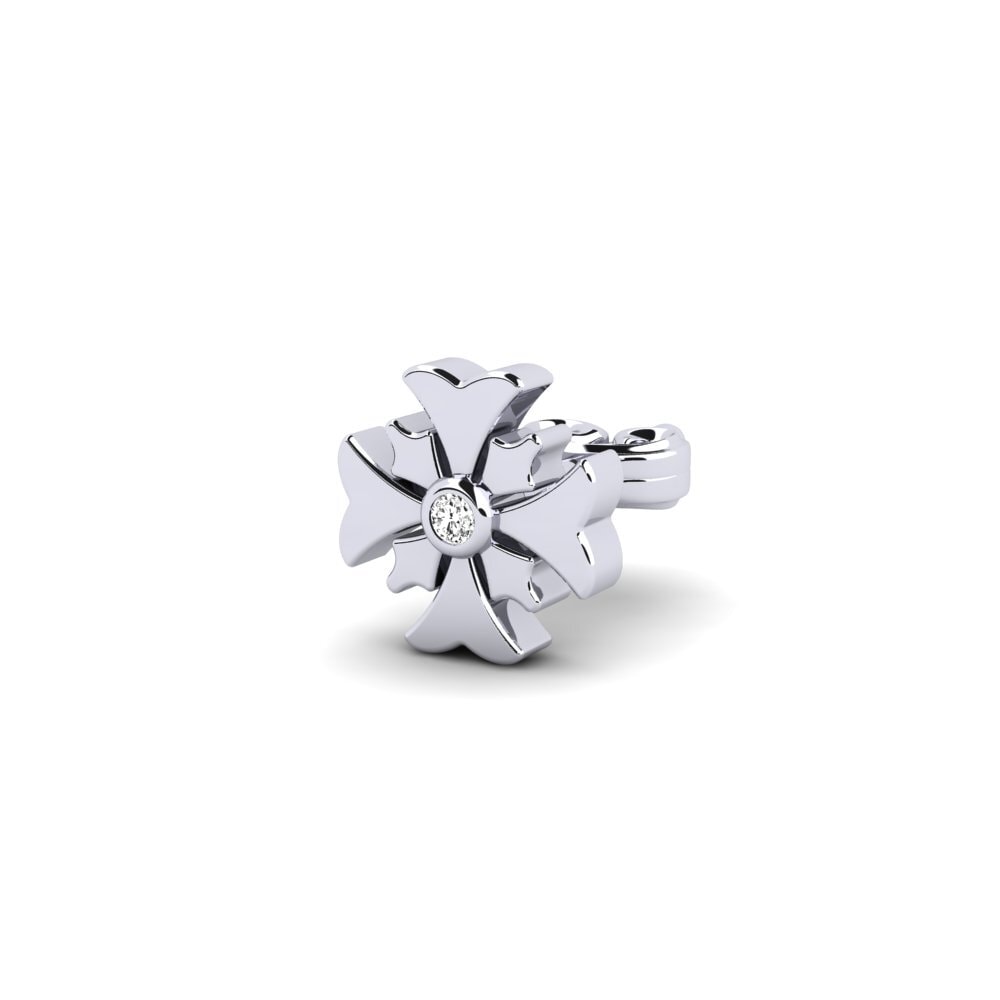 18ct White Gold Moissanite Men's Earring Felorn