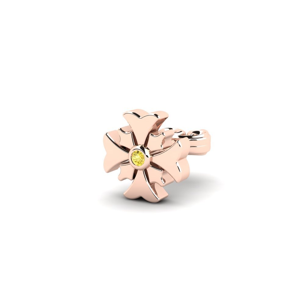 14ct Rose Gold Yellow Sapphire Men's Earring Felorn