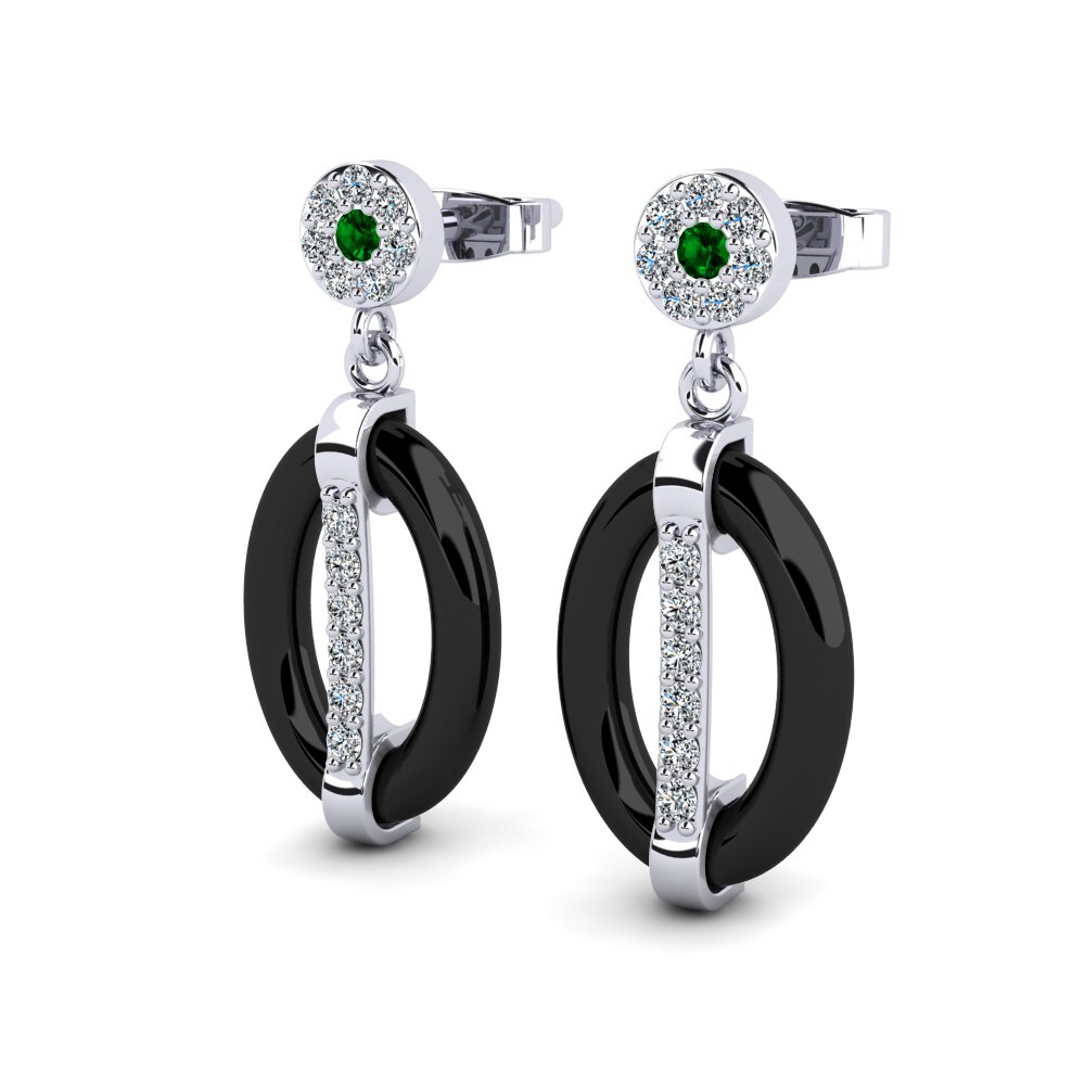 White Silver Green Zirconia Women's Earring Fenimore