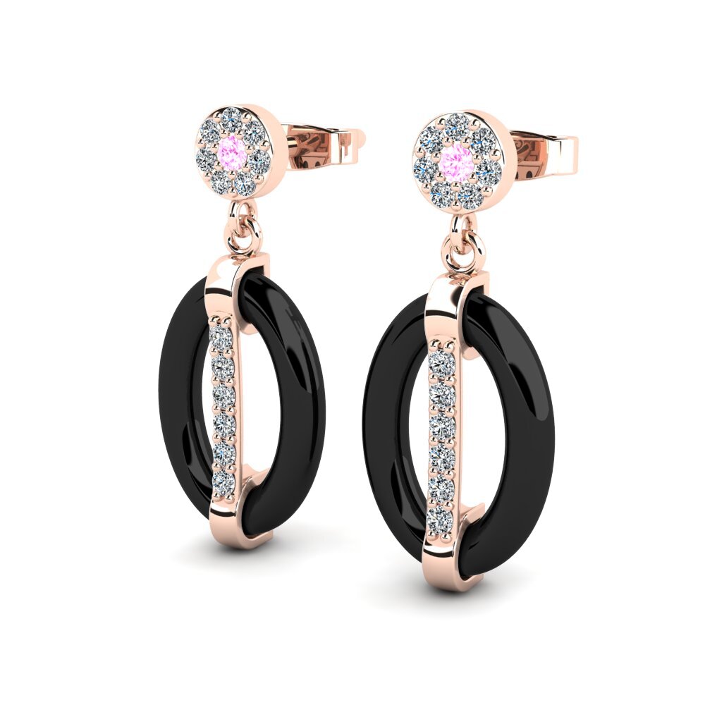 14k Oro Rosa Zafiro Rosado Pendiente de mujer Fenimore