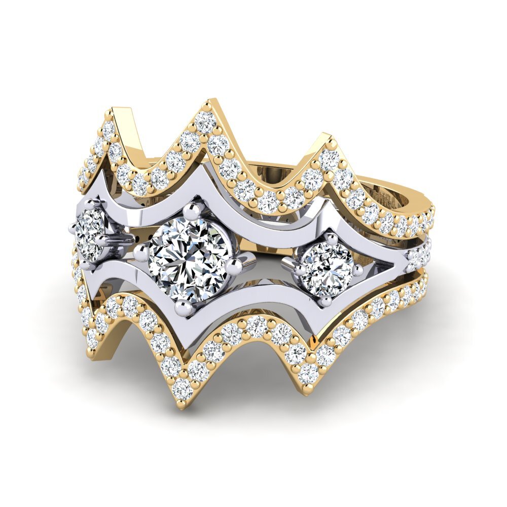 9k Oro Amarillo & Blanco Anillo Fenix SET