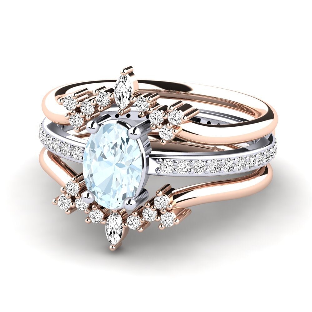 Aguamarina Anillo Feoun SET