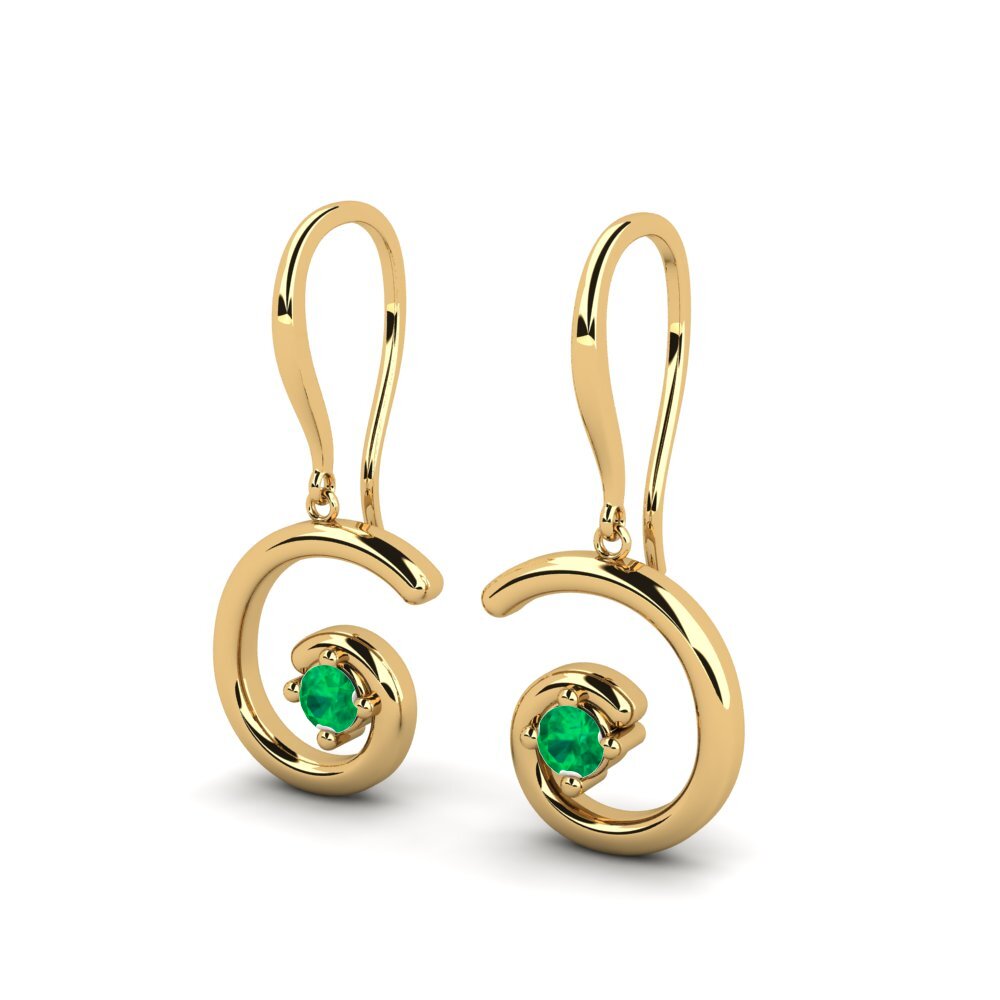 Oro Giallo 750 Smeraldo Orecchino da donna Ferr