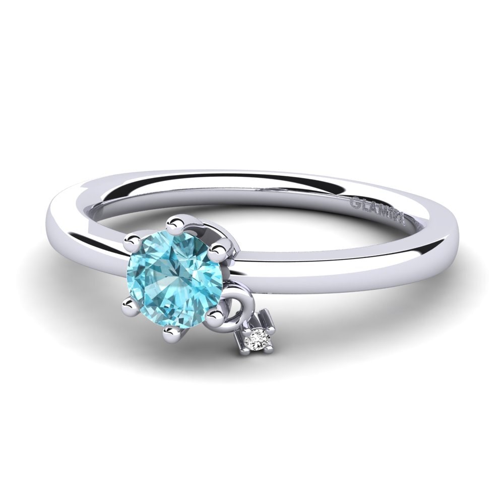 Circón Azul Anillo de compromiso Fibrizia