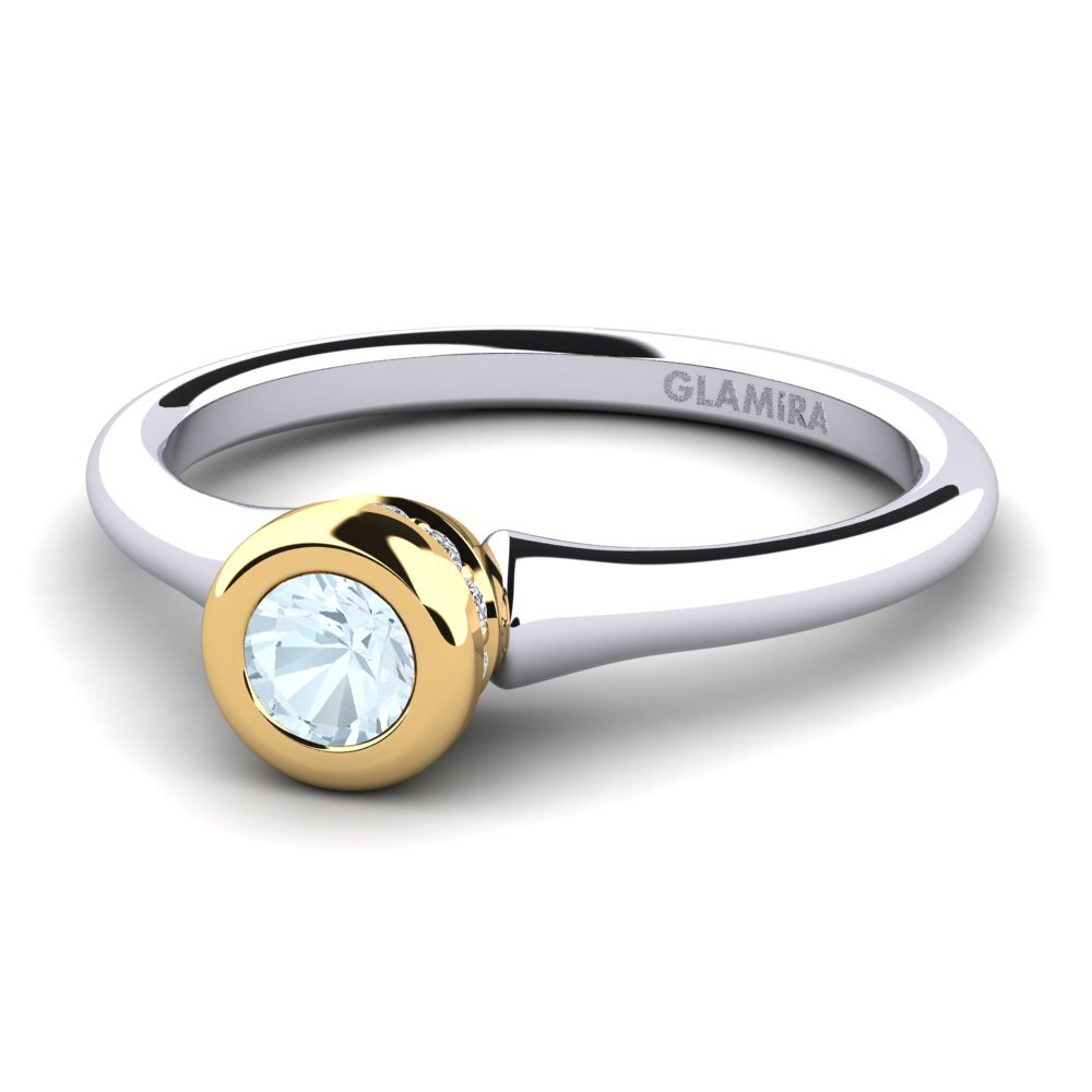 14ct White & Yellow Gold Aquamarine Women's Ring Fidelia