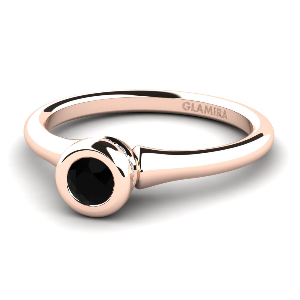 14ct Rose Gold Black Onyx Women's Ring Fidelia