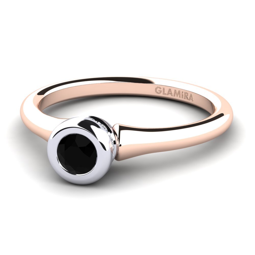 14ct Rose & White Gold Black Onyx Women's Ring Fidelia