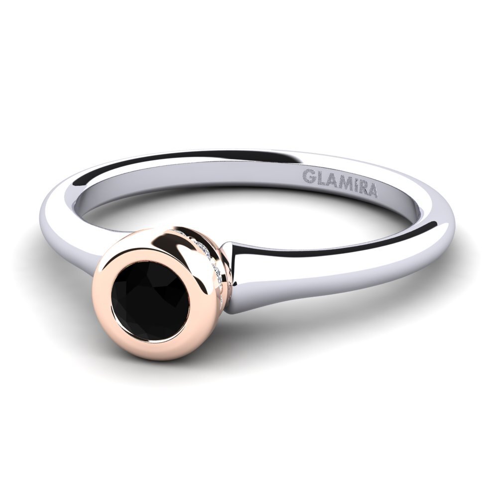 9ct White & Rose Gold Black Onyx Women's Ring Fidelia