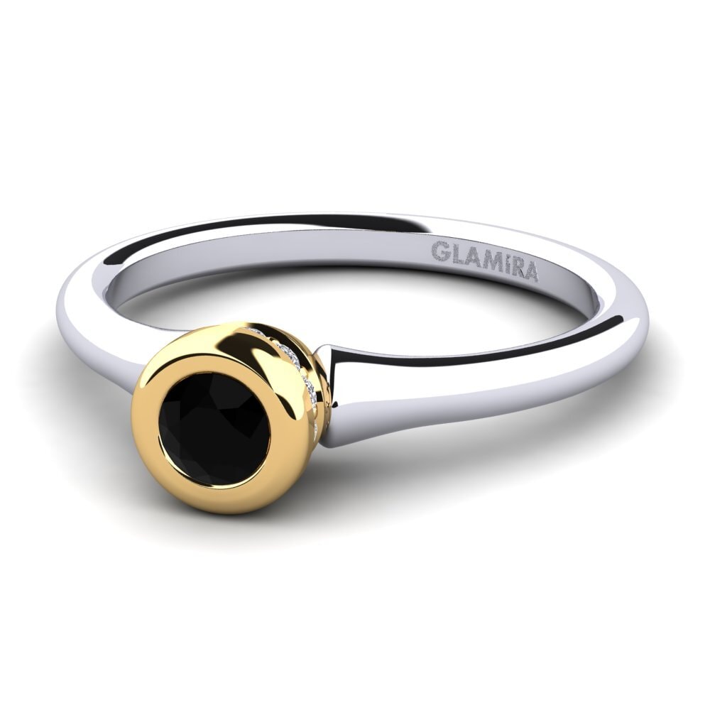 9ct White & Yellow Gold Black Onyx Women's Ring Fidelia