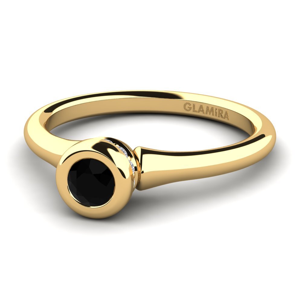 14ct Yellow Gold Black Onyx Women's Ring Fidelia