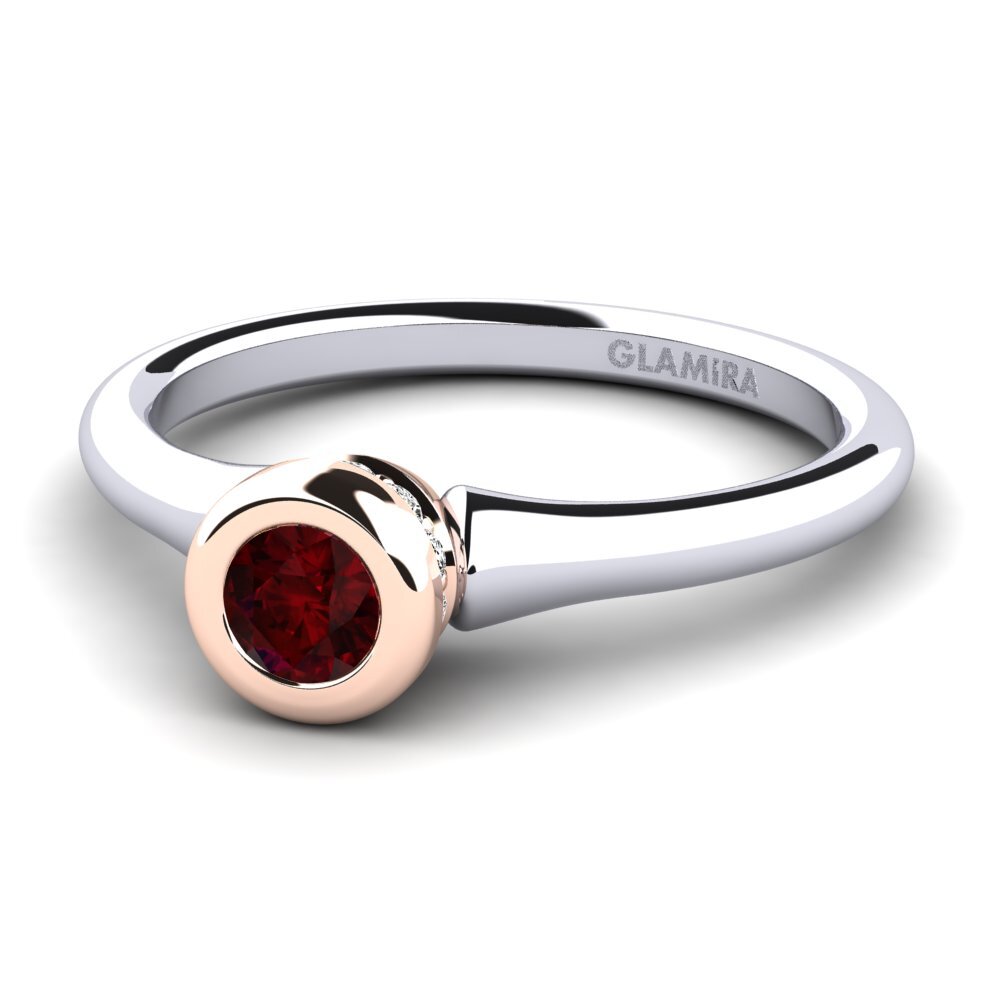 9k Oro Blanco & Rosa Granate Anillo de Mujer Fidelia