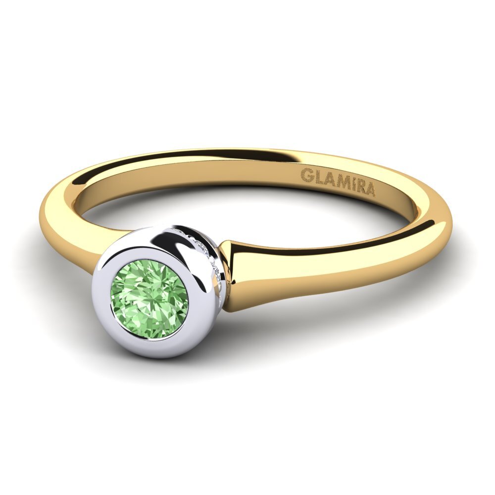 18ct Yellow & White Gold Green Diamond Women's Ring Fidelia