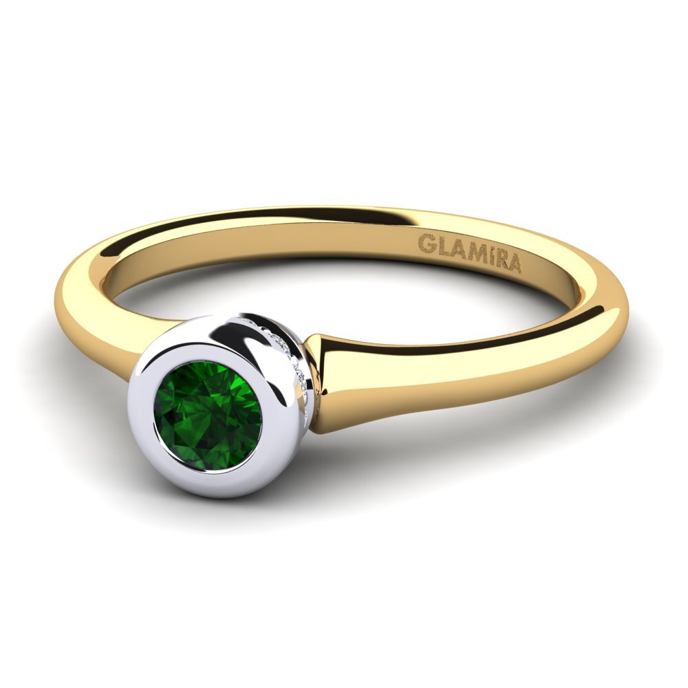 14ct Yellow & White Gold Green Tourmaline Women's Ring Fidelia