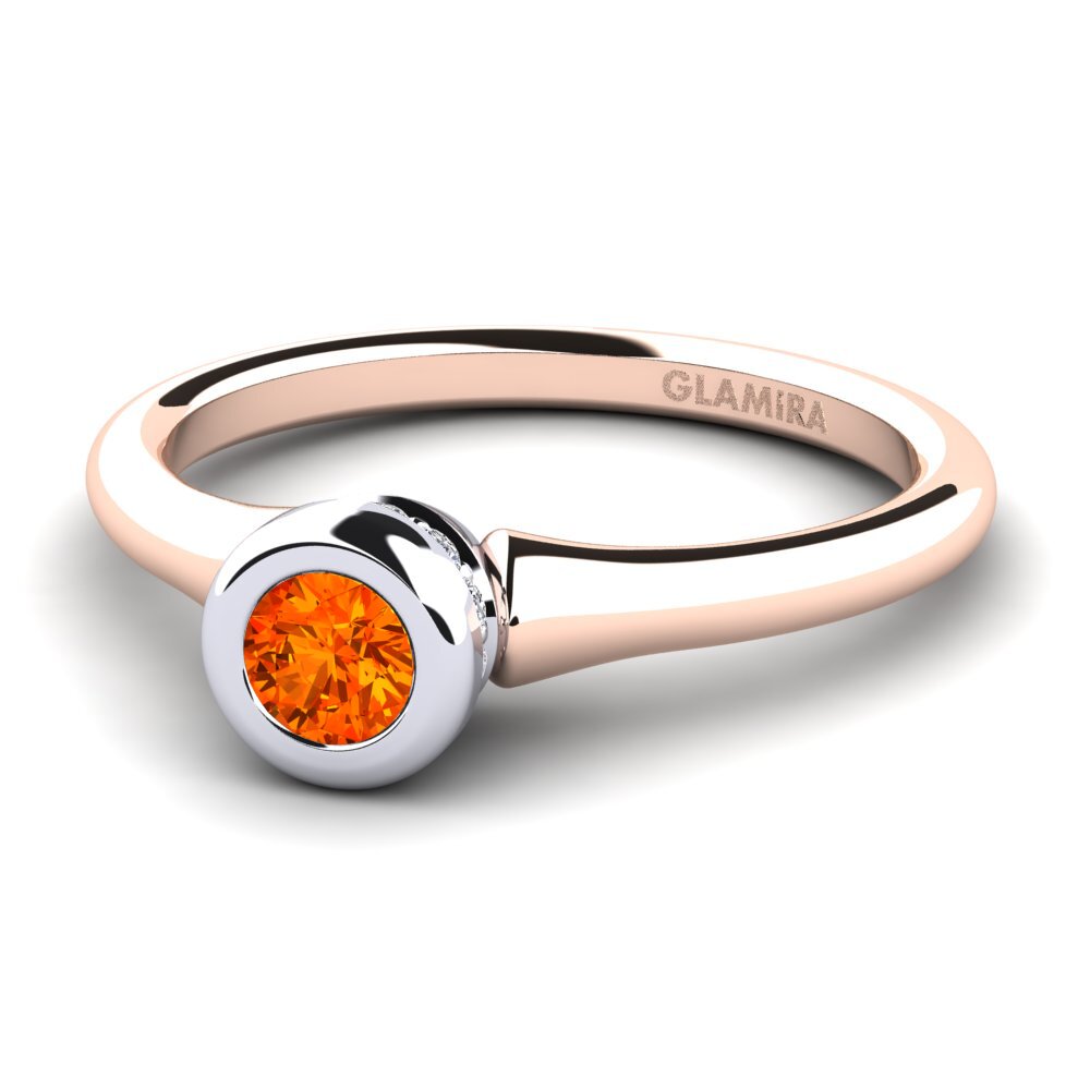 18ct Rose & White Gold Orange Sapphire Women's Ring Fidelia