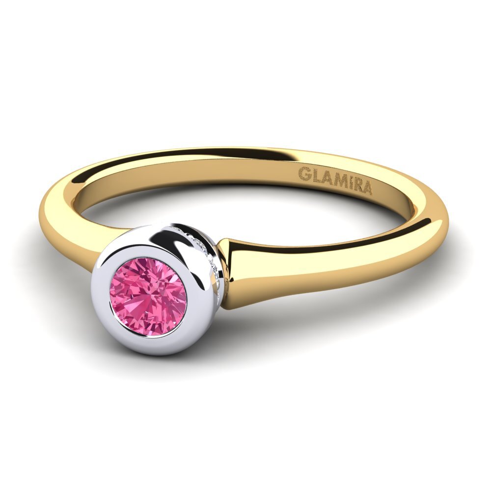 14ct Yellow & White Gold Pink Tourmaline Women's Ring Fidelia