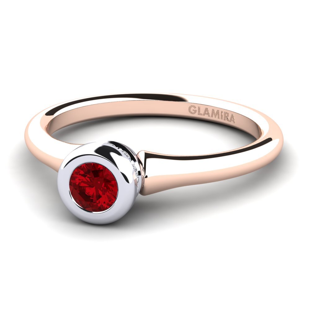 9ct Rose & White Gold Red Zirconia Women's Ring Fidelia