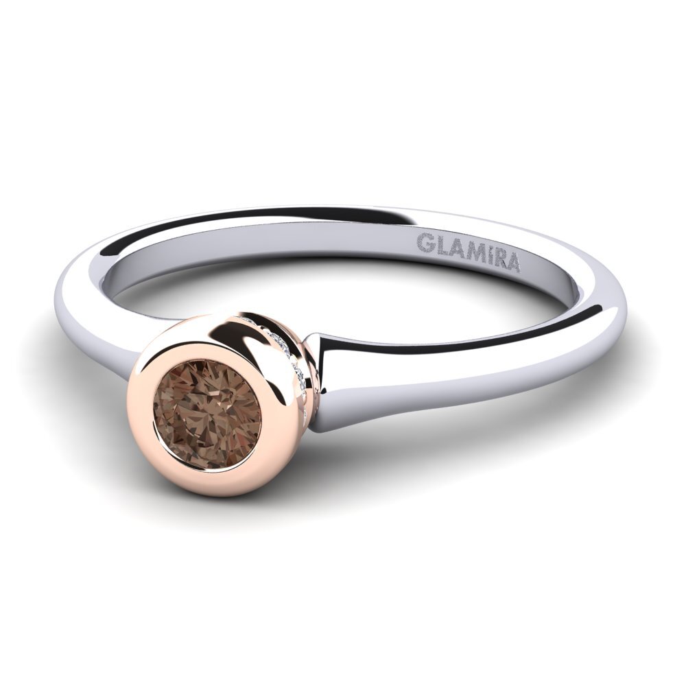 9ct White & Rose Gold Smoky Quartz Women's Ring Fidelia