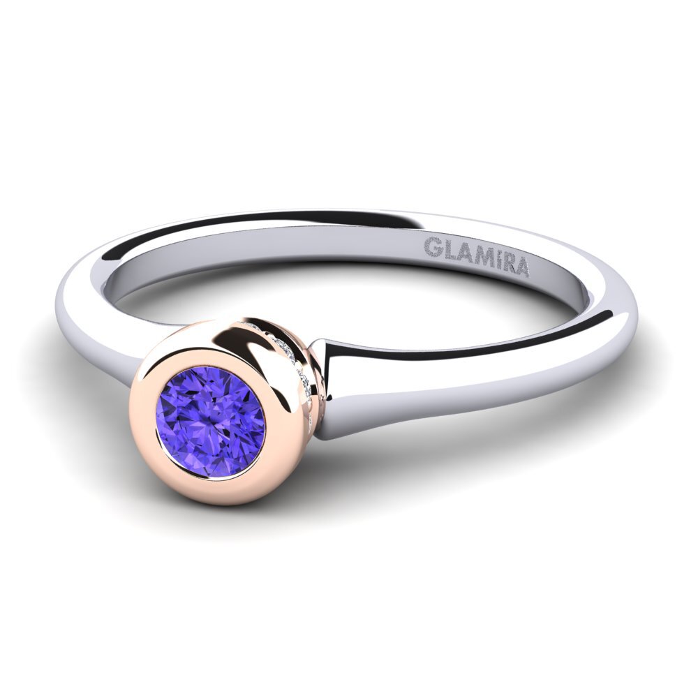 14ct White & Rose Gold Tanzanite Women's Ring Fidelia