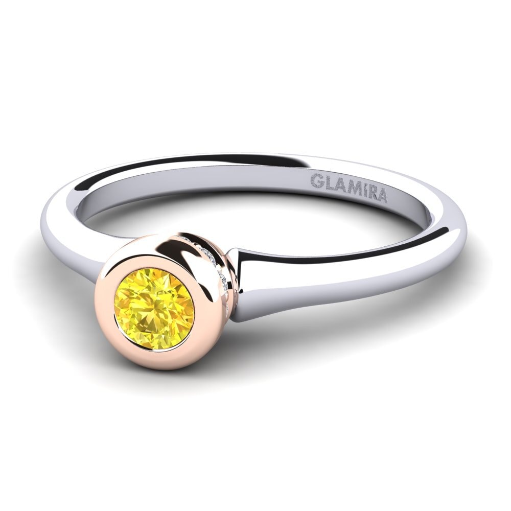 14ct White & Rose Gold Yellow Sapphire Women's Ring Fidelia