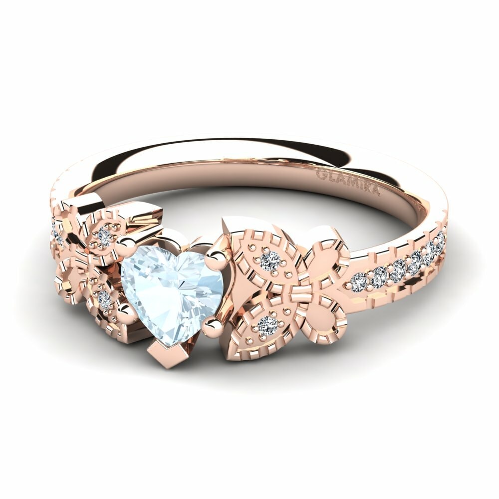 Verlobungsringe Vintage Aquamarin Rotgold 585