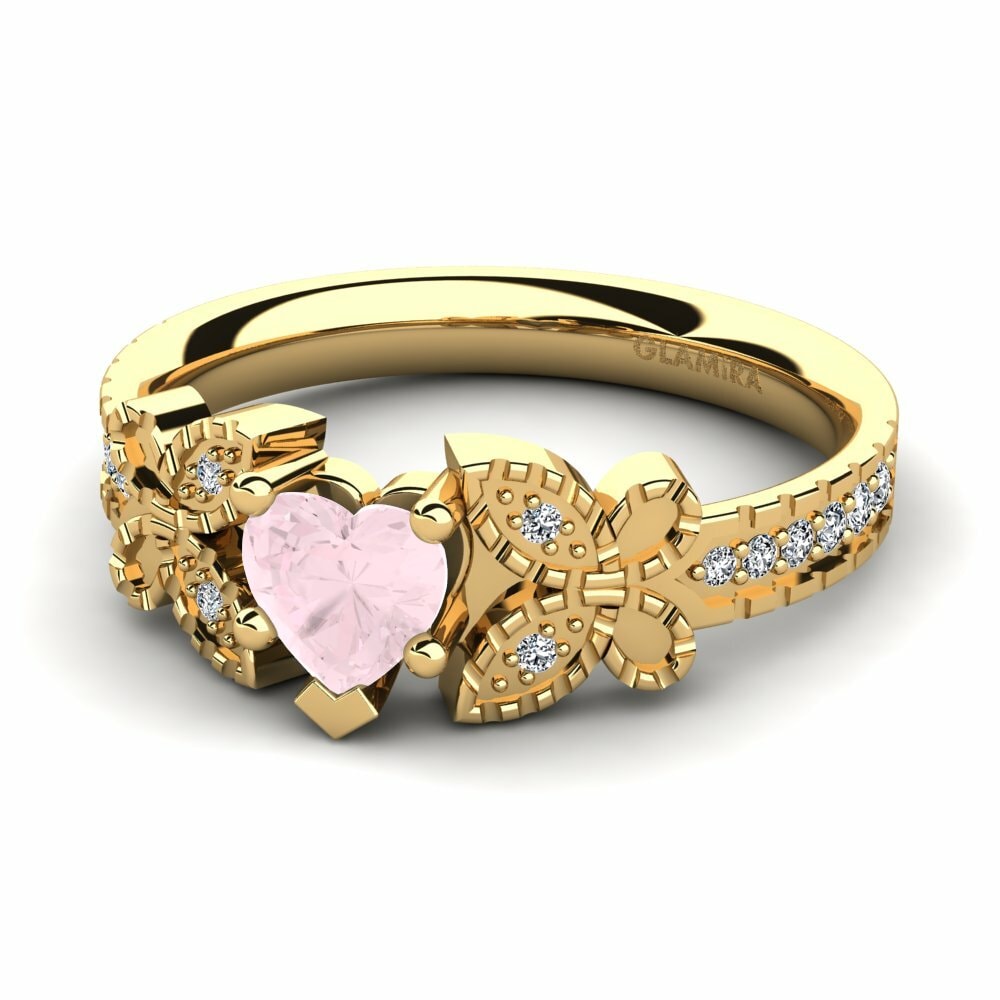Bagues Or Jaune 18k Quartz Rose Vintage